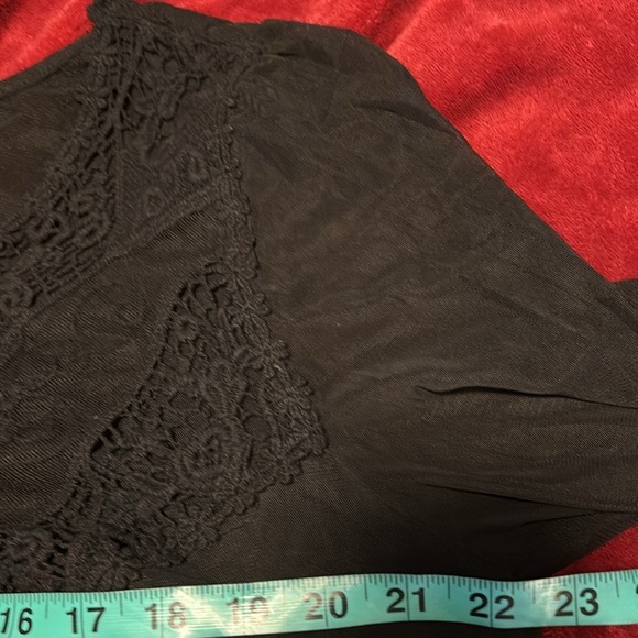 Vintage style Semi sheer Mesh embroidered crotchet flowy Top Sz L - Picture 10 of 16